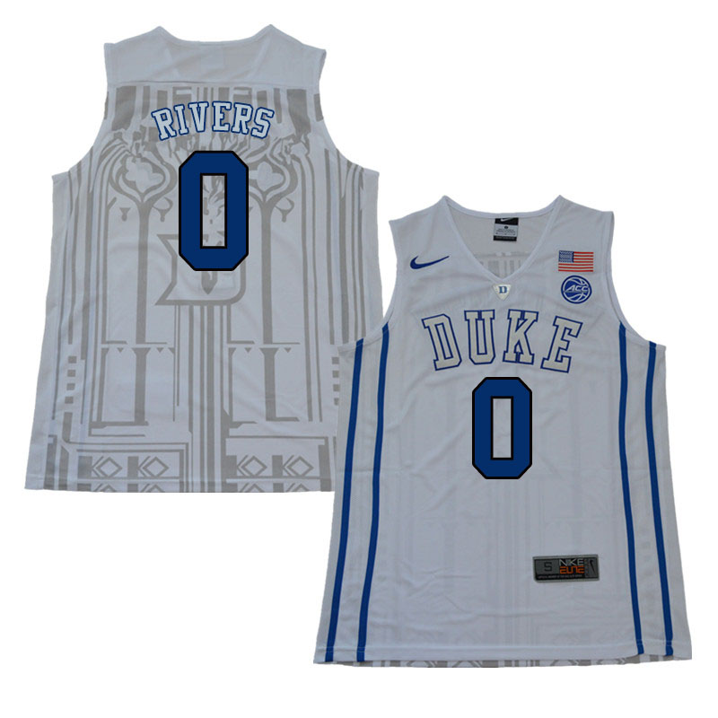 Duke Blue Devils #0 Austin Rivers College Basketball Jerseys Sale-White